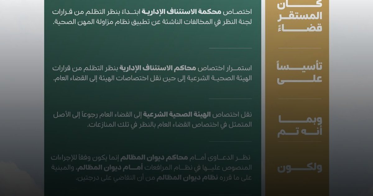 قرار قضائي يُرسّخ اختصاص المحاكم الإدارية في قضايا المهن الصحية