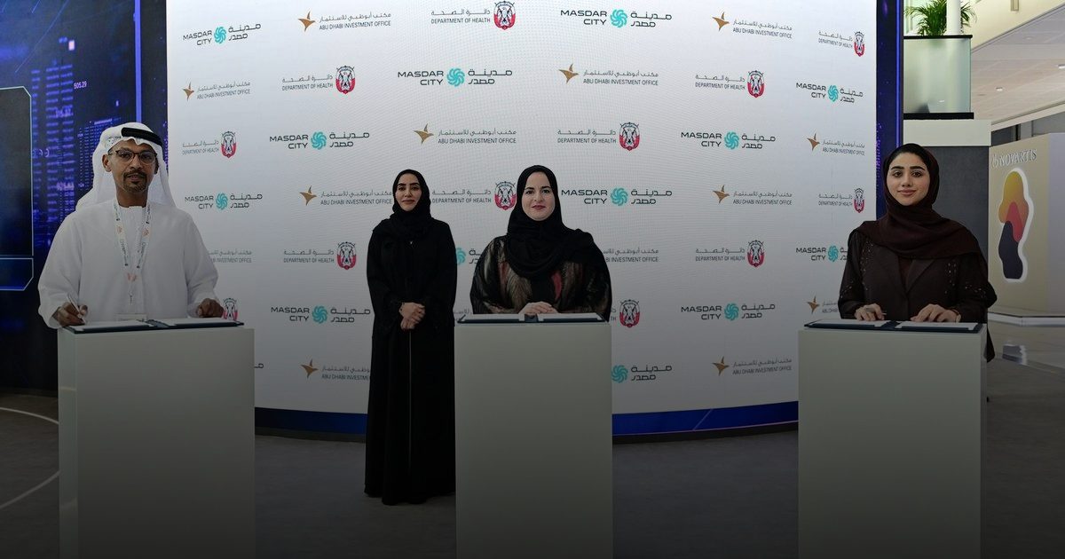 دائرة الصحة – أبوظبي ومكتب أبوظبي للاستثمار ومدينة مصدر يوقعون مذكرة تفاهم لترسيخ مكانة الإمارة كمركز للصحة وعلوم الحياة