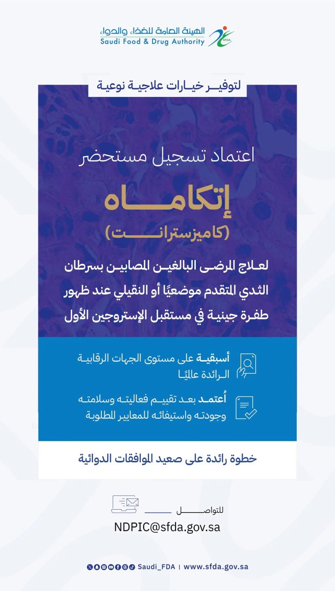 "الغذاء والدواء" تعتمد علاجًا جديدًا لسرطان الثدي المتقدم المرتبط بطفرة جينية