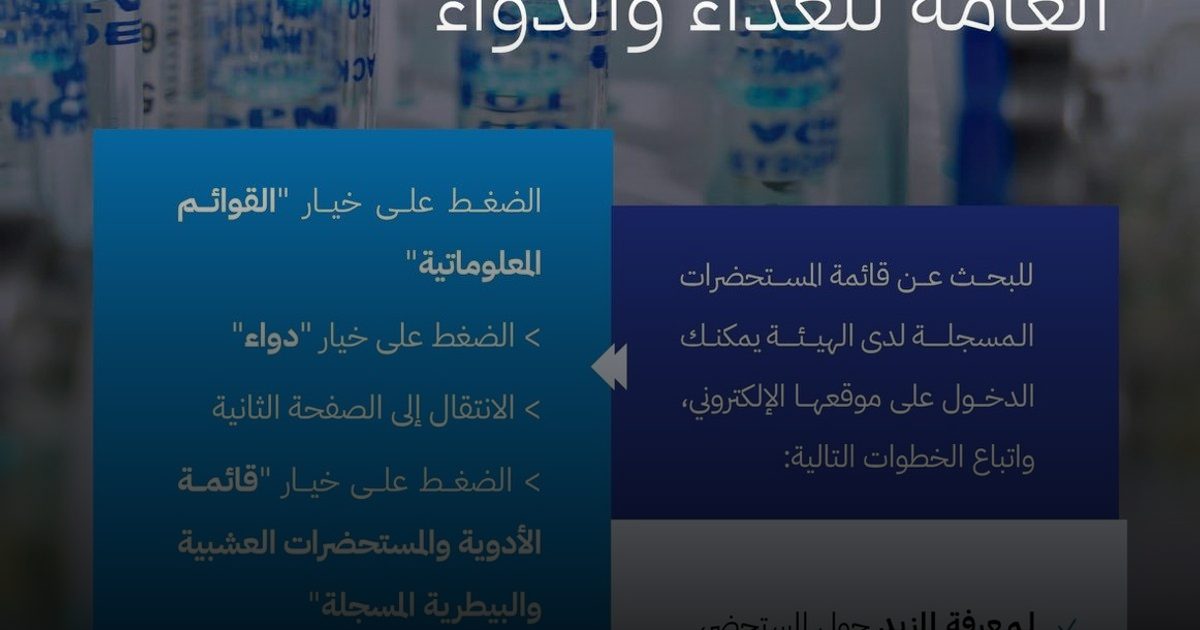 هيئة الغذاء والدواء تدعو للتحقق من تسجيل المستحضرات البيطرية قبل الاستخدام