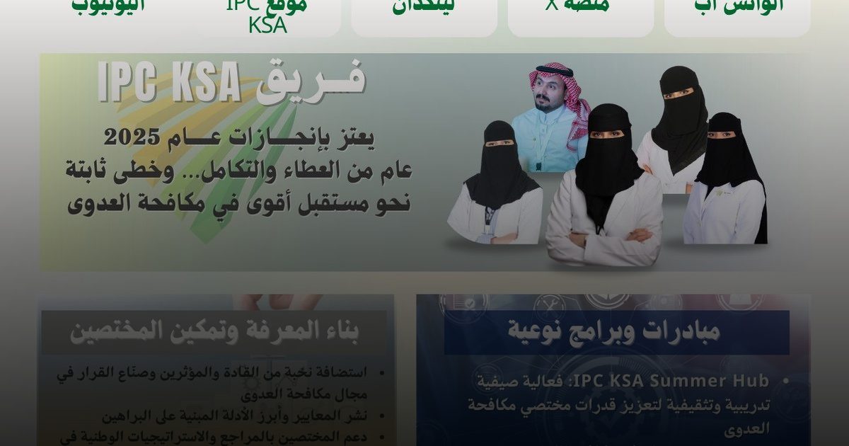 لغة الأرقام تصيغ مستقبل الأمان الصحي: "فريق مكافحة العدوى" يستعرض حصاد التمكين لعام 2025