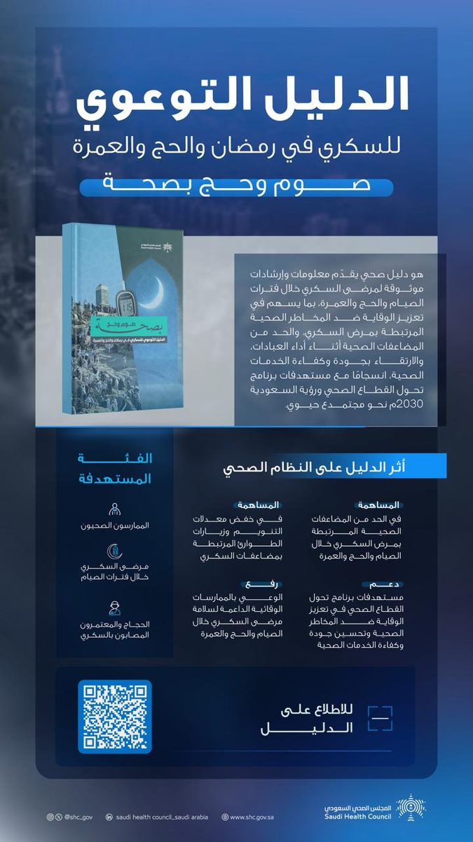 المجلس الصحي السعودي يصدر الدليل التوعوي للسكري في رمضان والحج والعمرة