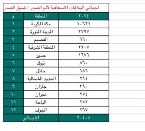 أكثر من 20 ألف بلاغ إسعافي لألم الصدر في المملكة خلال 2024.. ومكة تتصدر