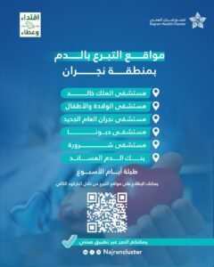 تجمع نجران الصحي يعلن مواقع التبرع بالدم
