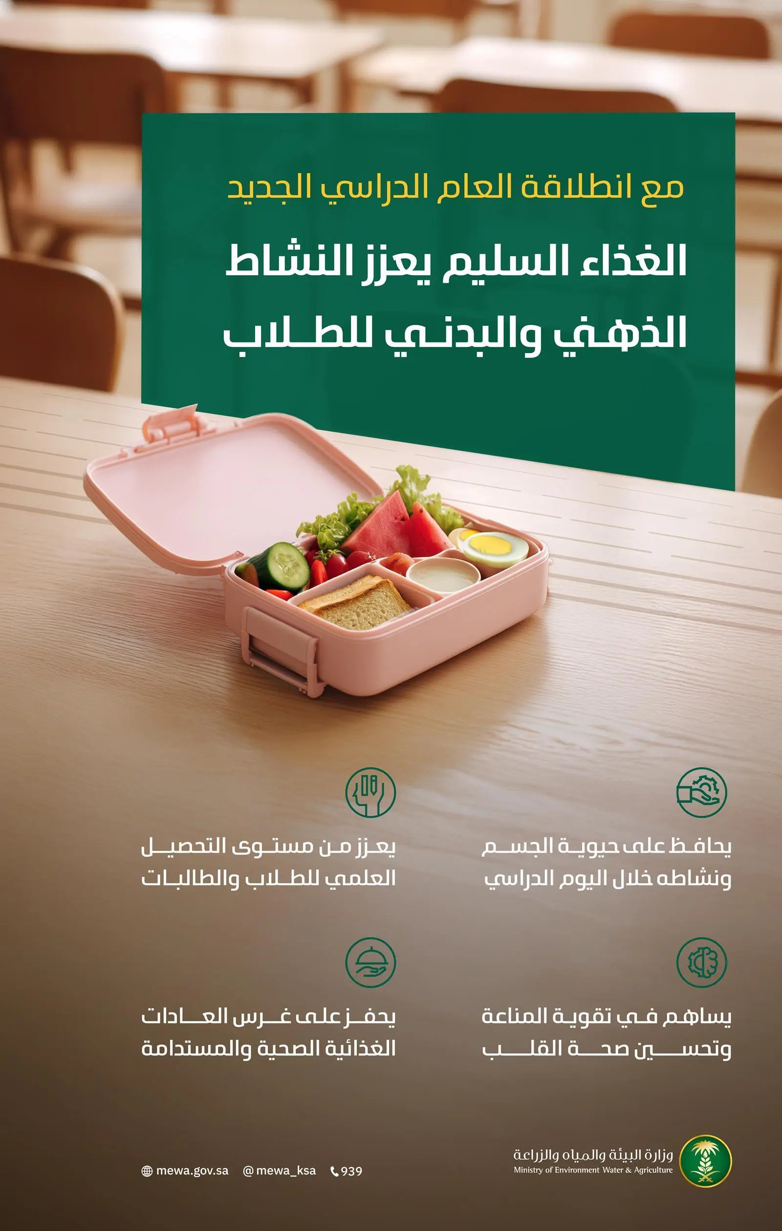 “البيئة” تدعو أجيال المُستقبل إلى اتباع نهج الغذاء السليم مع بداية العام الدراسي الجديد 