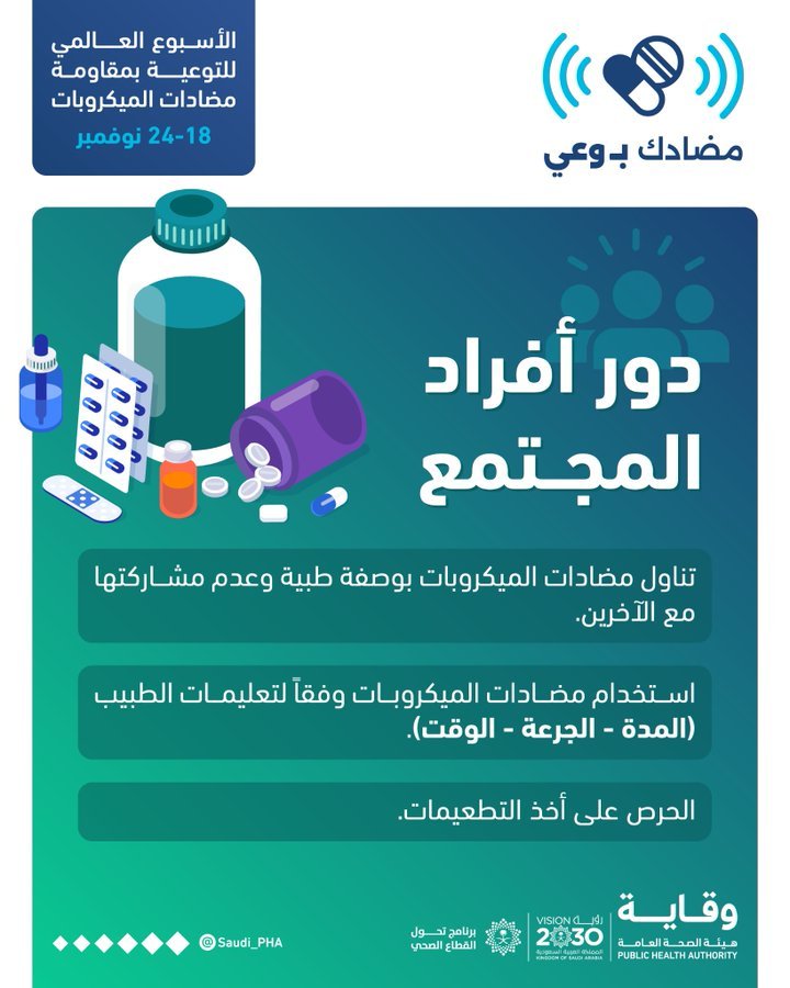 “وقاية”: دور حاسم لأفراد المجتمع في الحد من مقاومة مضادات الميكروبات 