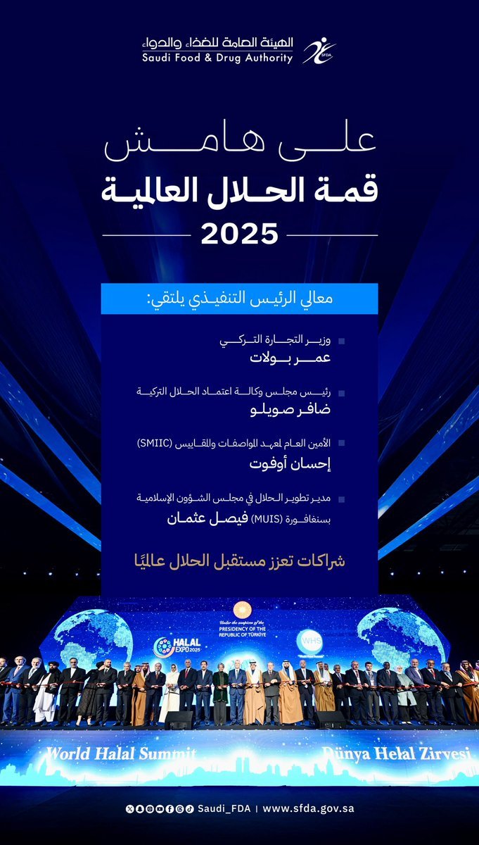 رئيس “الغذاء والدواء” يلتقي مسؤولين في قمة الحلال العالمية 2025 