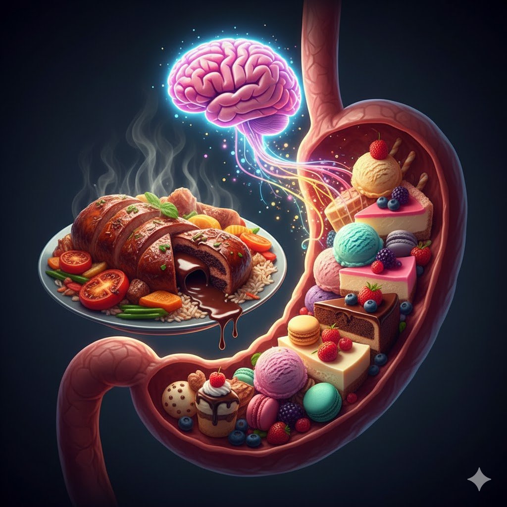 “المعدة الثانية” للحلوى: خدعة الدماغ التي تفسر جوعك الدائم للسكريات بعد الوجبات الدسمة! 